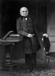 Portrét John Quincy Adams (1767-1848), americký politik a diplomat, který byl 6. prezidentem Spojených států v letech 1825 až 1829, rytina