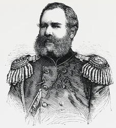 Portrét Nikolaje Obručeva (1830-1904), ruského generála, rytina