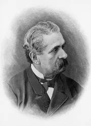 Portrét Paola Ferrariho (1822-1889), italského dramatika a spisovatele, rytina