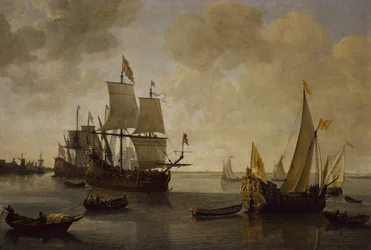The States Yacht of Prince William II of Orange with other Shipping (olej na plátně)