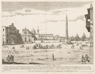 Piazza del Popolo z Prospektu Lourum města Říma, 1666.