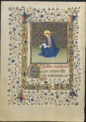 List z knihy hodin: St. Matthew, c. 1415-20.