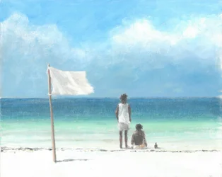 Boys on Beach, Keňa (akryl na papíře)