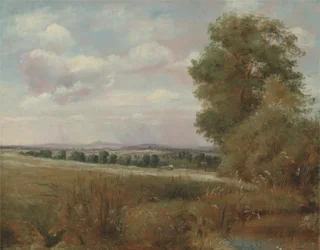 Landscape at Hampstead with Harrow in the Distance, c.1849-55 (olej na plátně)