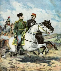 Francouzský generál Saussier a ruský generál Dragomirov
