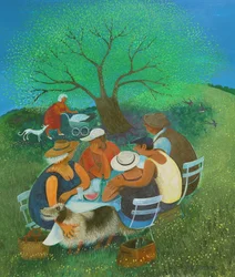 Rodinný piknik, 2018 (akryl na papíře)