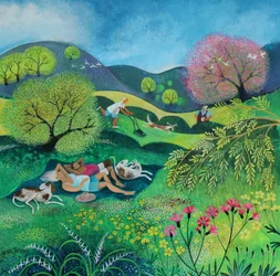 Sunny Sunday Afternoon,2022 (acrylics on paper)   1315064   cs       czech Successfully Translated  Original: Pancake Woman Translat: Pancake Woman 1244732 cs czech Successfully Translated Original: A Coming Enemy (colour litho) Translat: A Coming Enemy (c