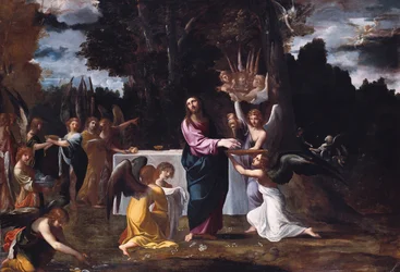 Kristus na poušti, obsluhovaný anděly, asi 1608
