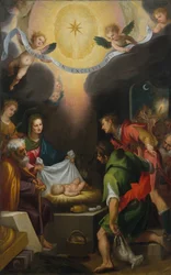Klanění pastýřů se svatou Kateřinou Alexandrijskou, 1599.