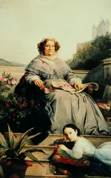 Portrét Madame Clicquot, rozené Ponsardin 1777-1866 se svou dcerou, mezi 1851 a 1860.