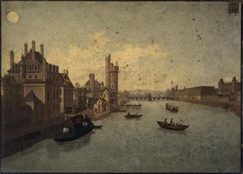 Hôtel de Conti, Tour de Nesle, Louvre, pohled z Pont-Neuf, dnešní 1. a 6. obvod, asi 1885-1895 (malba)