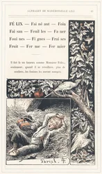 Felix, Lež, Seno, Bažant, Listí, Fanouš, Lasičky, Fíky, Jahody, Ovoce, Farma, Farmář, strana 19 - Abeceda paní Lili, L. Froelich a otec (sám Hetzel). Bibliotheque  Magasin d