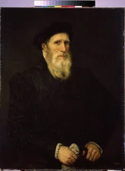 ""Portrét starého muže"" (Portrét starého muže) Obraz připisovaný Lorenzu Lotto (1480-1556) kolem roku 1550 Rozměr 93x72 cm Muzeum Ermitáže v Petrohradě
