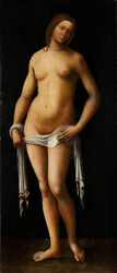 Venuše - Peinture de Lorenzo Costa (1460-1535) - 1515-1517 - Olej na dřevě - 174x76 - Muzeum výtvarných umění, Budapešť