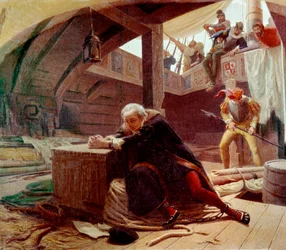 Kryštof Kolumbus v roce 1500 při návratu do Španělska