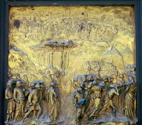 Detail dveří ráje na baptisteriu, 15. století