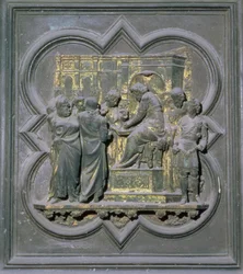 Pilát Pontský myje si ruce před Kristem, šestnáctý panel Severních dveří baptisteria San Giovanni, 1403-24 (bronz)