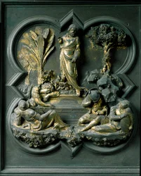 Vzkříšení Krista, devatenáctý panel Severních dveří baptisteria San Giovanni