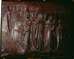 Svatyně svatého Zenobia, detail davu, 1432-5 bronzový detail 97641