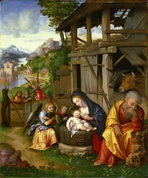 ""Nativite"" Peinture de Lorenzo Leonbruno (1480-1537) versus 1515 Národní muzeum západního umění, Tokio