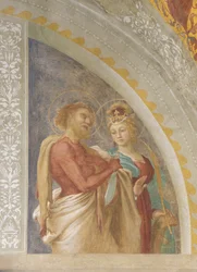 Svatá Kateřina Alexandrijská a svatý Bartoloměj, kolem roku 1525