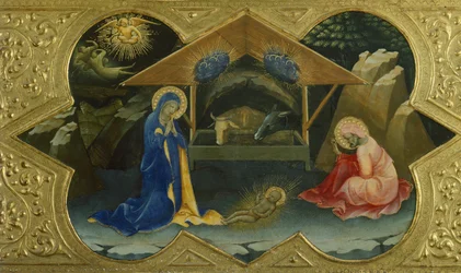 Betlém, výjev z predely Korunovace Panny od Lorenza Monaca (cca 1370-1425), tempera na desce, 32x53 cm