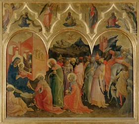 Klanění mudrců (tempera na dřevě)
