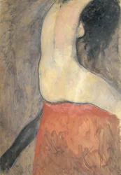 Nahá postava zezadu, asi 1910-12 (olej na kartonu)