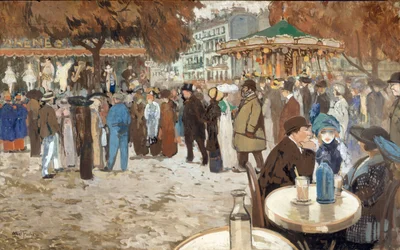 Fête foraine, boulevard de Clichy, asi 1910 (olej na plátně)