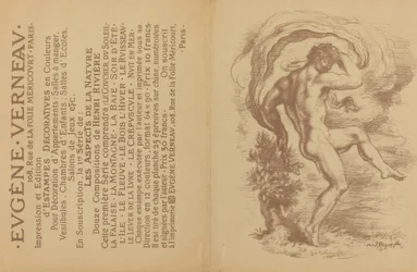 Tančící akt a reklama na Estampes décoratives Eugèna Verneaua [verso], 1897