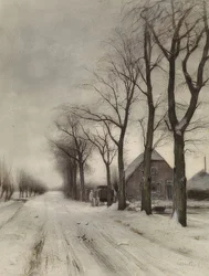 Winterlandschaft mit Bauernhof an einer Allee (Zimní krajina s farmou na avenue)