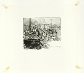 Přístav Villette, pátý talíř z knihy Le Long de la Seine et des Boulevards