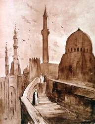 Citadela při východu slunce, Káhira, Egypt, 1928