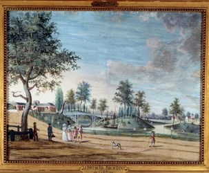 Näkymä rautasillalle Parc du Raincyssa