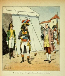 Ilustrace Bombled Louis (1862-1927) z knihy „Památník svaté Heleny“ od hraběte Emmanuela de Las Cases (1766-1842): Zástupce Benátek se snaží zprostředkovat s Bonaparte, Private Collection