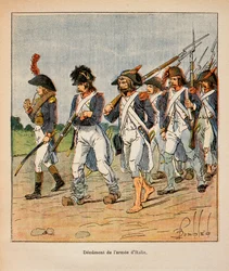 Ilustrace Bombled Louis (1862-1927) z knihy „The Memorial of Saint Helene“ od hraběte Emmanuela de Las Cases (1766-1842): Denuace of the Armee of Italy, Soukromá sbírka