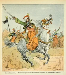 Ilustrace Bombled Louis (1862-1927) z knihy „Památník svaté Heleny“ od hraběte Emmanuela de Las Cases (1766-1842): Mamluk z Imperiální gardy, soukromá sbírka