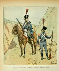 Ilustrace Bombled Louis (1862-1927) z knihy „Památník sv. Heleny“ od hraběte Emmanuela de Las Cases (1766-1842): Provincie hraničící s Turky měly chorvatské pluky, Soukromá sbírka