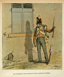 Ilustrace Bombardovaného Ludvíka (1862-1927) z knihy „Památník svaté Heleny“ od hraběte Emmanuela de Las Cases (1766-1842): Anglický strážce umístěný poblíž císařského domu v St. Helene, soukromá sbírka