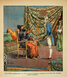 Bombardovaný Louis (1862-1927) Francois Barbe-Marbois, perský velvyslanec, Asker - Khan, na návštěvě Paříže (Beard Marbois) (1745-1837), prezident