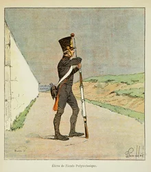 Ilustrace Bombardovaného Louise (1862-1927) z knihy „Památník svaté Heleny“ od hraběte Emmanuela de Las Cases (1766-1842): Student polytechnické školy, soukromá sbírka