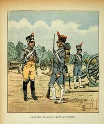 Ilustrace Bombardovaného Louise (1862-1927) z knihy „Památník svaté Heleny“ od hraběte Emmanuela de Las Cases (1766-1842): Dělostřelectvo císařské gardy, soukromá sbírka