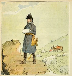 Ilustrace Bombled Louis (1862-1927) z knihy "Památka svaté Heleny" od hraběte Emmanuela de Las Cases (1766-1842): Portrét marechala Laurenta de Gouvion Saint Cyr (1764-1830) Soukromá sbírka