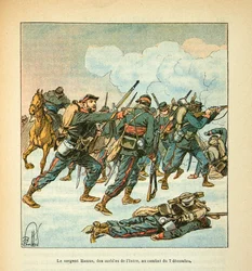 Armee of the Loire od Eugene Sergeant, známý jako Grenest, ilustrovaný Louisem Bombledem (1862-1927) (francouzsko-německá válka; kampaň 1870-1871): Seržant Ramus z mobilu Isere v bitvě 7. prosince