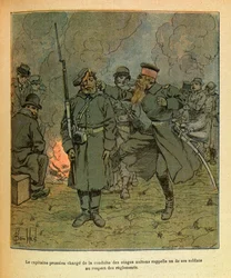 Východní Armee seržanta Eugena, známá jako Grenest, ilustrovaná Louisem Bombledem (1862-1927) (francouzsko-německá válka; kampaň 1870-1871): Pruský kapitán odpovědný za chování rukojmích z Nuits Saint Georges vzpomíná na jednoho jeho vojáků v c
