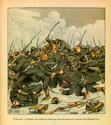 Východní Armee of Eugene Sergeant, známý jako Grenest, ilustrovaný Louisem Bombledem (1862-1927) (francouzsko-německá válka; kampaň 1870-1871): 18. ledna