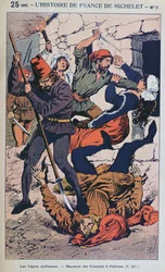 „Sicílské nešpory“ (30. března – konec dubna 1282), ilustrace k populární historii Francie od Michele, kolem roku 1900 (barevná rytina)