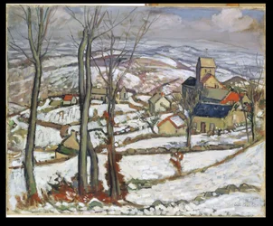 Vesnice ve sněhu, cca 1910-11 (olej na plátně)