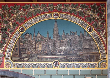 Budova nádraží (Sint-Pietersstation). Interiér. 1912. Vstupní hala.