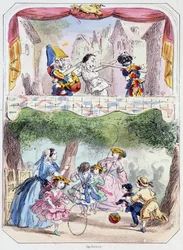 Polichinelle precepteur - Litografie, z Theatre des marionnettes du jardin des Tuileries, text a kresba Louis Edmond Duranty (1833-1880), Paříž